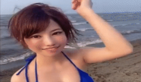 【GIF】海水浴場に来た女子、SNSにダンス動画をＵＰするも胸がぷるんぷるんｗｗｗｗ