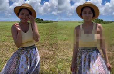 【事故】爆乳グラドルさんIV撮影中にボロン、はみ出してしまう・・・（動画あり）